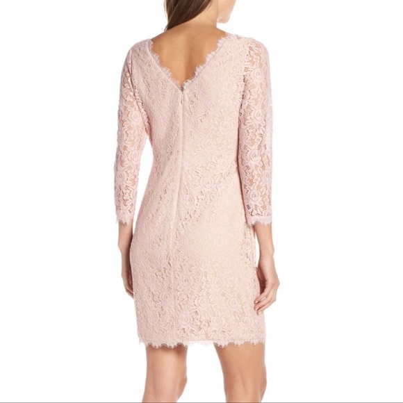 Eliza J Embroidered Lace Sheath Blush Dress 642 - Picture 2 of 3